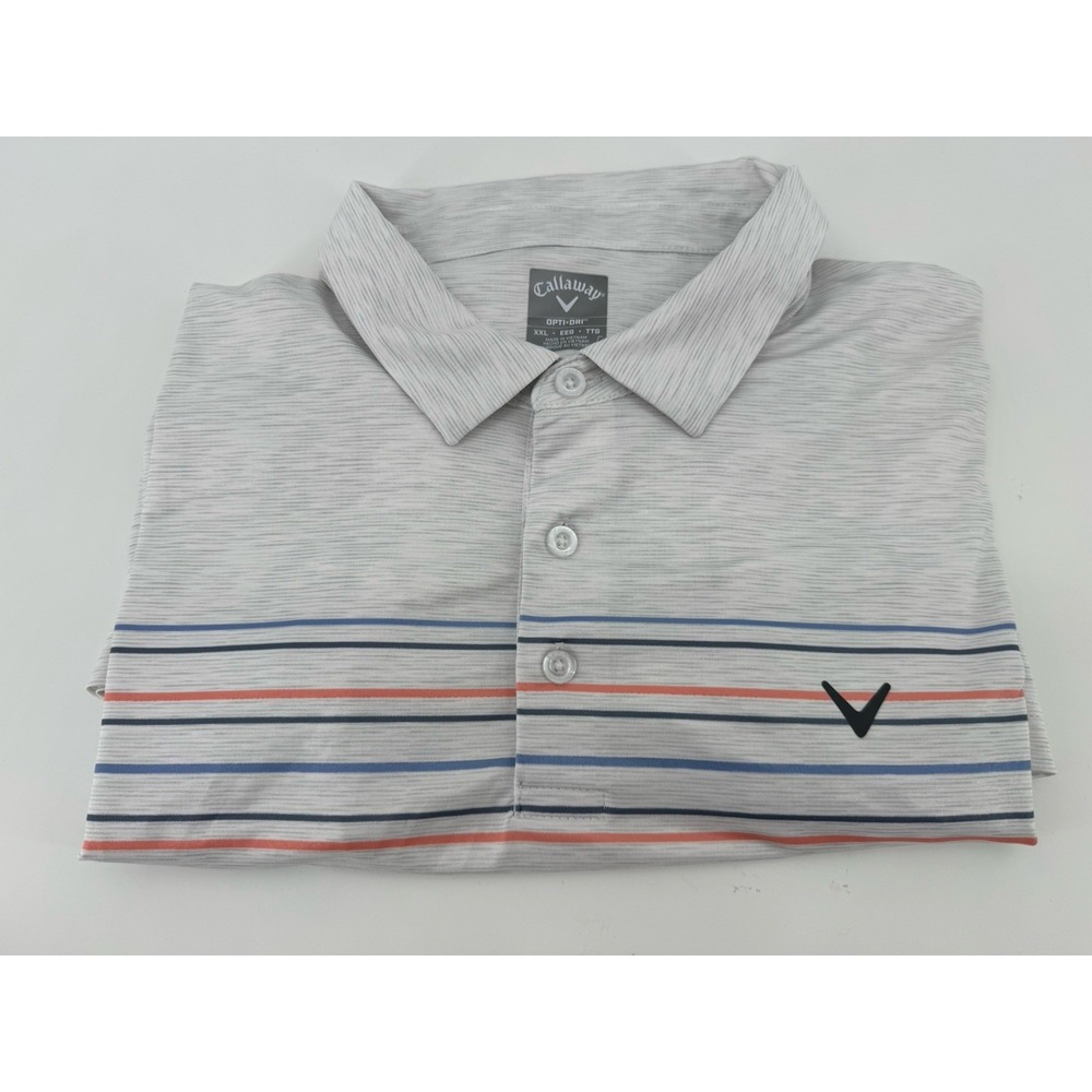 Callaway‎ Polo Shirt Men's XXL Golf Gry Short Sleeve Opti-Dri Lightweight